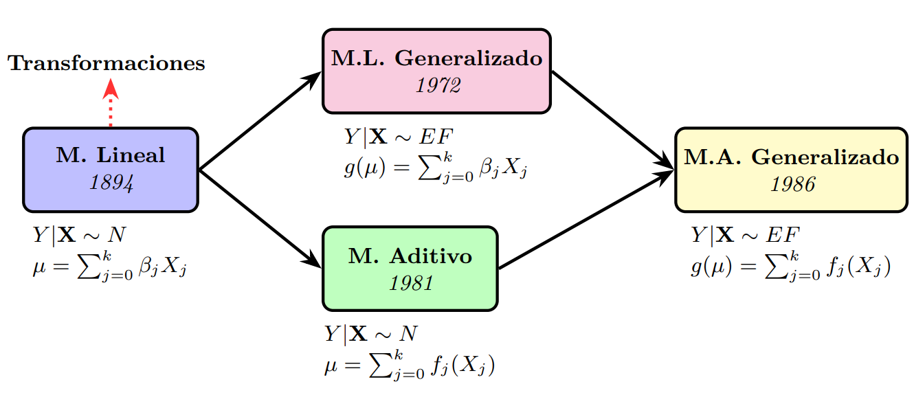 Diagrama cronológico hacia los GAMs